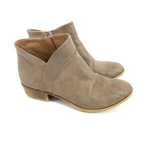Lucky Brand Beah Faux Leather Ankle Boots 4 Big Girls Cream Brown Low Booties
